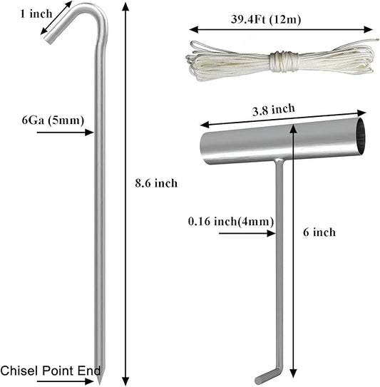 AAGUT Tent Stakes Heavy Duty Metal 9 Inch, 50 Pack Rust-Resistant Galvanized Steel Camping Stake Garden Edging Fence Hooks Yard Tent Pegs for Inflatable, Tarp, Outdoor Christmas Decorations (KIT)