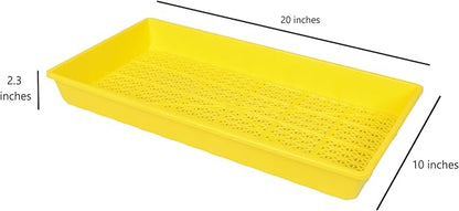SUNPACK 10" x 20" Heavy Duty Mesh Plastic Seed Starting Tray, Yellow, 2.3" (Pack of 30) - Ensures Water Drainage and Aeration, Perfect for Greenhouses or Indoor Gardening