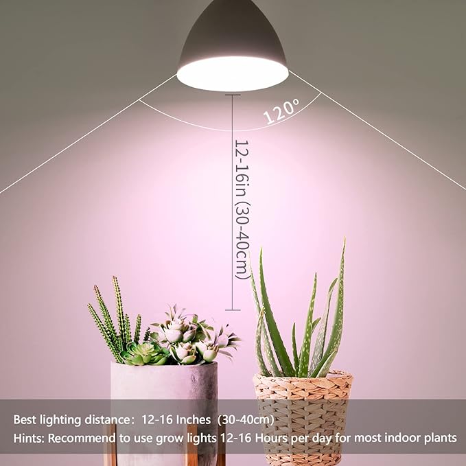 Smart LED Grow Light Bulbs with Remote Controller, Sun Mode, Built-in Daily Auto Timer, 4500K, A21/A70 E26/E27 9W Dimmable Full Spectrum Grow Bulbs for Indoor Plants, 2 Pack