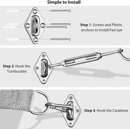 Sun Shade Sail Hardware Kit - 6 Inch Stainless Steel Sunshades Canopy Installation Kit Install Outdoor Rectangle Heavy Duty Shade Sails for Deck Garden Lawn Patio