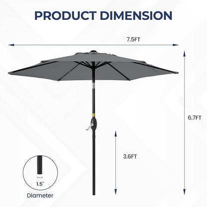 SUNVIVI OUTDOOR Outdoor Patio Umbrella, Patio Umbrella, Market Umbrella, Large Outdoor Umbrella, Metal Pole Umbrella with Push Button Tilt and Crank, Polyester Canopy