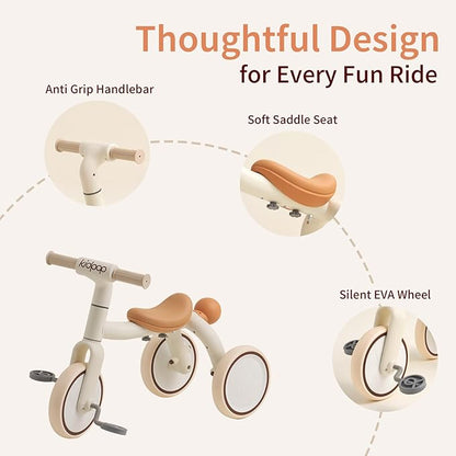 4-in-1 Toddler Tricycle with Adjustable Push Handle for 1-4 Year Old,Birthday Gift and Toy for Boys and Girls Removable Pedals Balance Bike&Scooter (Green)