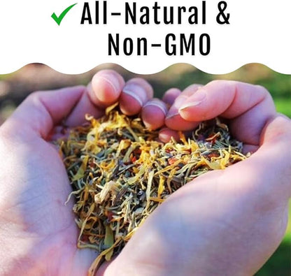 Herb Supplement for Backyard Chickens - Natural Chicken Treats, Poultry Feed Botanical Mix, Plant-Based Coop Snacks for Daily Wellness, Feather Quality, Egg Production, USA (5 LB)