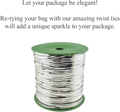 HAHIYO 350Yards/1050Feet/320M Silver Metal Twist Ties Bread Candy Coffee Bag Ties Plant Garden Twist Ties for Cellophane Treat Bag Gift Wraping Bag Plastic Bag Halloween Party Cake Present Art Craft