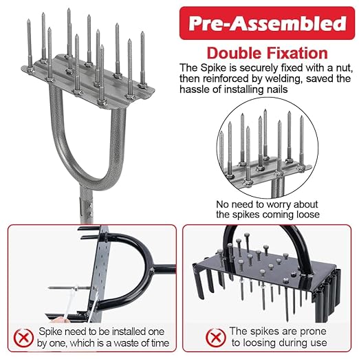 Lawn Aerator Tool, 43.3" Pre-Assembled Lawn Aerator with 12 3.5" Lengthened Iron Spikes, Efficient Manual Grass Spikes Aerator for Yard Aerating, Garden Tools, Easy to Use