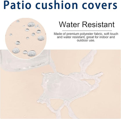 14 PCs Patio Cushion Covers for 7 PCs Outdoor Furniture Sectional Seating Sets Water Resistant Plus 2 Throw Pillows (Khaki, 23.6(L)*23.6(W)*4.33(T) inches)