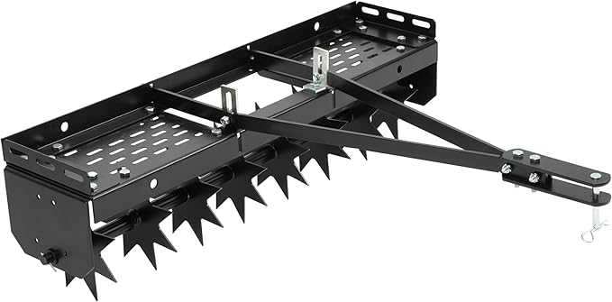 32" Tow Behind Spike Aerator Tool W/ 8 Spikes, Hitch Pin Attach to Lawn Tractor, Most ZTRs, ATVs Soil Mower Hitch, Lawn Soil Penetrator for Gardens, Lawns, Farms