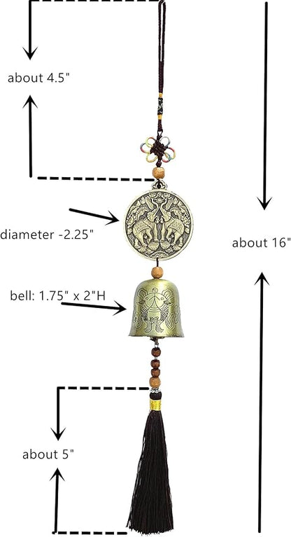 Traditional Lucky Feng Shui Wind Chime Bell Hanging Ornament Decoration for Protection Success Peace and Wealth (Elephant)