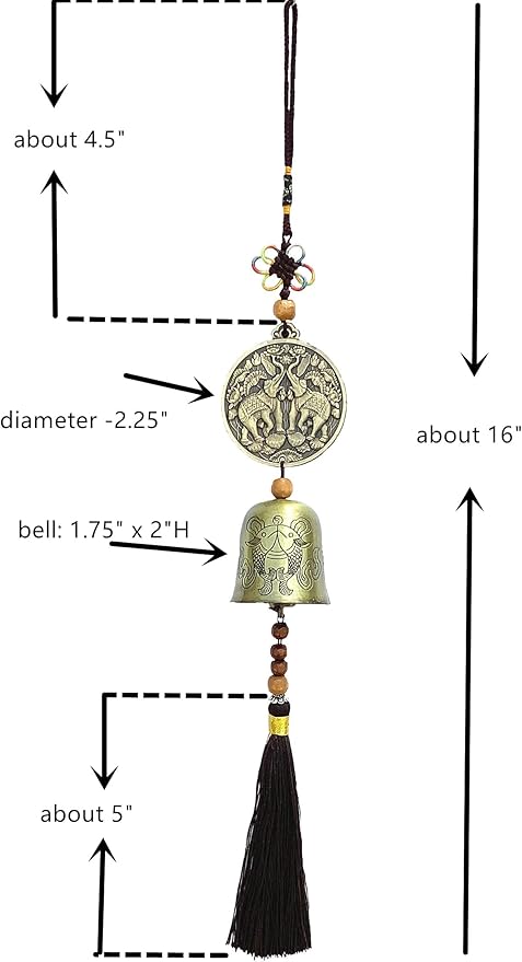 Traditional Lucky Feng Shui Wind Chime Bell Hanging Ornament Decoration for Protection Success Peace and Wealth (Elephant)