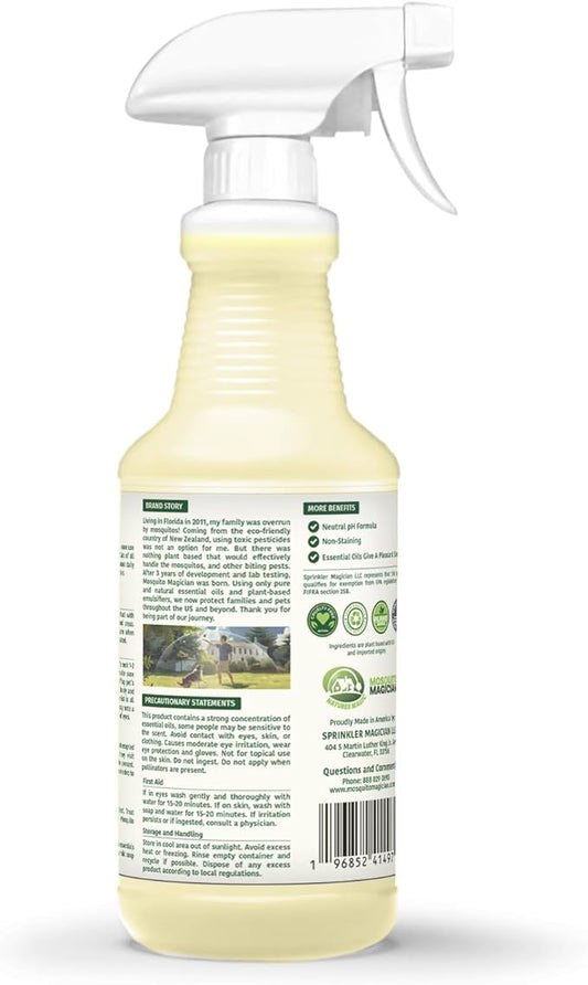 Mosquito Magician Indoor and Outdoor Spray - Use for Carpet, Furniture, Bedding, Couches & Pets – Plant-Sourced with Essential Oil – Rosemary, 32 OZ