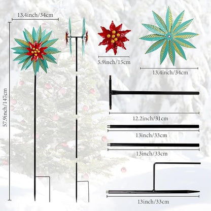 Christmas Wind Spinners Outdoor,57.9 Inches Metal Wind Spinners for Yard and Garden Xmas Windmill for Patio,Lawn & Yard
