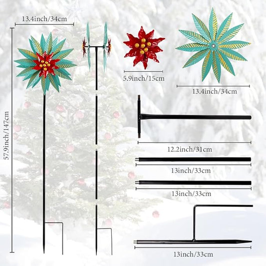 Christmas Wind Spinners Outdoor,57.9 Inches Metal Wind Spinners for Yard and Garden Xmas Windmill for Patio,Lawn & Yard