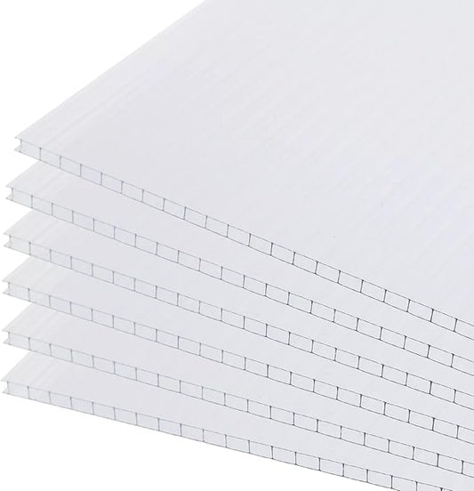 BPS 6Pcs 24'' (W) x 64'' (L) x 0.16'' Polycarbonate Panels, Waterproof UV Protected Reinforced Sheets, Outdoor Greenhouse and Gazebo Covering, Twin-Wall Clear Sheets