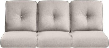 Pop 22x25/22x24 Outdoor Cushions for Patio Couch Chairs Set of 3 - High Back Comfy Outside Seat Cushions for Lawn Wicker Dining Rocker Glider Loveseat 3-Seater Sectional Sofa - Beige/Button