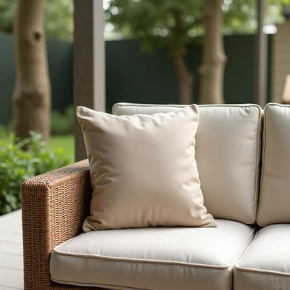 18" x 18" Throw Pillows, Outdoor Waterproof Pillows with Inserts, Square Decorative Pillows for Patio Furniture Garden Couch Sofa Home(Light Khaki, Set of 2)