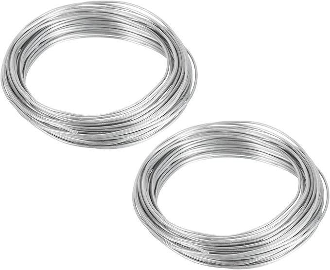 PATIKIL 1.5mm Bonsai Training Wire, 2 Rolls Floral Wire Stems Anodized Aluminum Tree Wire 65.6 Feet Total for Gardening Branch Fixing, Silver Tone