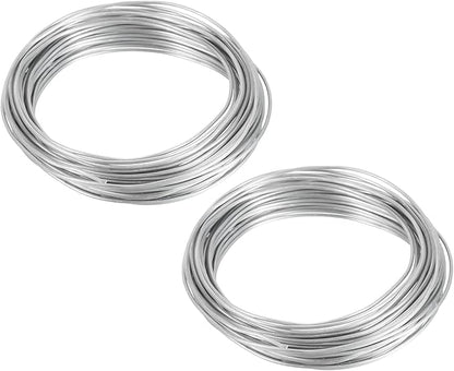 PATIKIL 1.5mm Bonsai Training Wire, 2 Rolls Floral Wire Stems Anodized Aluminum Tree Wire 65.6 Feet Total for Gardening Branch Fixing, Silver Tone