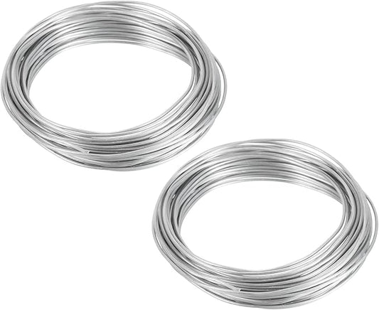 PATIKIL 1.5mm Bonsai Training Wire, 2 Rolls Floral Wire Stems Anodized Aluminum Tree Wire 65.6 Feet Total for Gardening Branch Fixing, Silver Tone