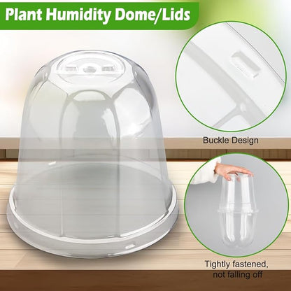 30 Pcs Clear Plastic Humidity Dome, Adjustable Ventilation Plant Cloche for Seedlings Fits 6Inch Nursery Pots, Reusable Transparent Grow Dome Cover for Seed Starter Pots Outdoor Gardening Plant Growth