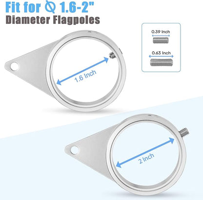 2" Large Flag Pole Rings, 2 Pcs Aluminum Alloy Spinning Flag Pole Ring Clips Swivels, 360° Rotating Anti Wrap Flagpole Ring Hardware with Stainless Steel Carabiners for 1.6-2" Diameter