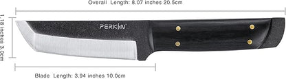 Perkin Handmade Fixed Blade Hunting Knives with Sheath-Full Tang Bushcraft Fixed-Blade Tanto Knives for Outdoor, Camping, Survival Tactical, Fighting, Hiking, Skinning, Hunter-Unisex Adults