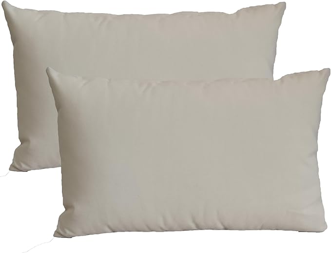 ADLIVWYD Lumbar Pillows for Indoor Outdoor uses,Waterproof Removable Cover with Zipper Outdoor Pillows Set of 2 for Patio Furniture,12×20 Inch (Cream)