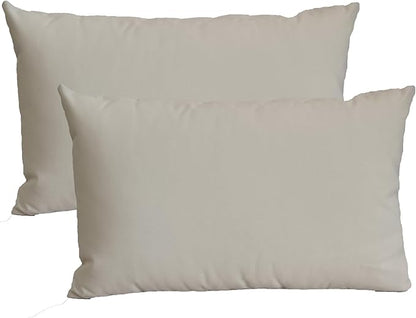ADLIVWYD Lumbar Pillows for Indoor Outdoor uses,Waterproof Removable Cover with Zipper Outdoor Pillows Set of 2 for Patio Furniture,12×20 Inch (Cream)