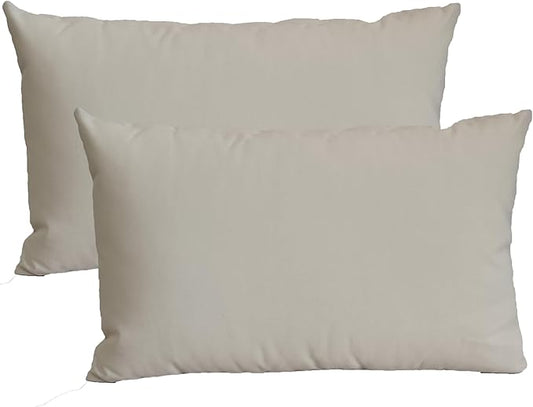 ADLIVWYD Lumbar Pillows for Indoor Outdoor uses,Waterproof Removable Cover with Zipper Outdoor Pillows Set of 2 for Patio Furniture,12×20 Inch (Cream)
