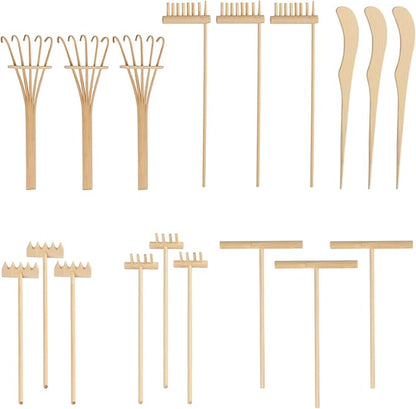 18 PCS DIY Sand Zen Garden Tools, Mini Zen Garden Rake Sets for Serenity and Spiritual Meditation, Tasteful and Elegant Zen Garden Accessories for Home Decor, and Father or Mother's Gift, by GNIEMCKIN