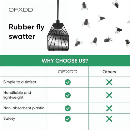 Rubber Fly Swatter, Long Fly Swatter Pack, Fly Swatter Heavy Duty (3 Pack) (Black)