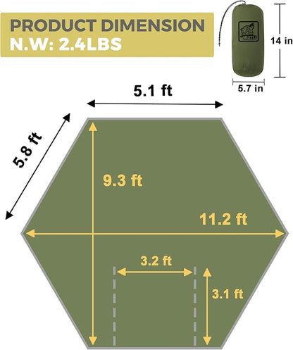 Miztli Camping Hammock -Portable Hammock w/Spacious Net & Tree Straps w/Adjustable Loops, Double and Single Hammock for Outdoor, Indoor, Hiking and Travel