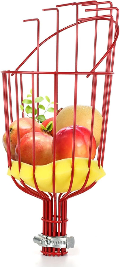 Fruit Picker Harvester Basket, Adjustable Fruit Picker Tool with Cushion to Prevent Bruising, Professional Gardening Fruit Picker Tool for Picking Apple Pear Peach Orange (Pole Not Included) (2PCS)