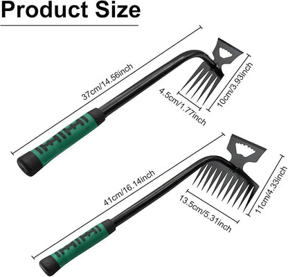 2 Pack Uprooting Weed Pulling Tools,Garden Hand Weeder Tools, Manual Multifunctional Weeders Gardening Tools for Yard and Garden(5Tines+11Tines)