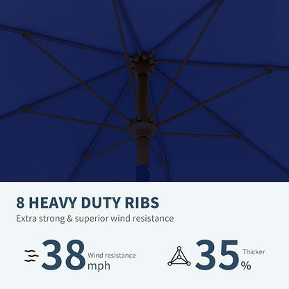 PatioKingdom Auto-Tilt 9FT Patio Umbrella Outdoor with 8 Sturdy Fiberglass Ribs,Market Table Umbrella for Pool,Backyard,Deck and Garden