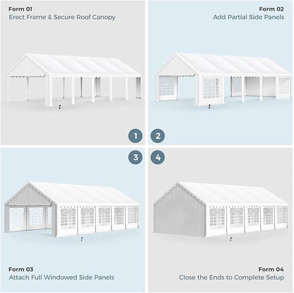 GREEN PARTY 16x32FT Party Tent Heavy Duty, Large Wedding Event Shelters with 4 Carry Bags & Removable Sidewalls, Outdoor Canopy Gazebo Commercial Tents for Parties Carport Garden Patio
