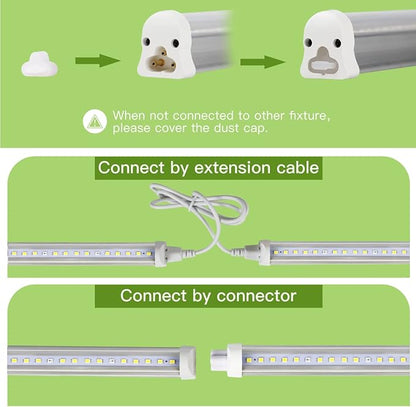 T5 LED Grow Lights, 306-Bulbs 5000K White Full Spectrum Plant Growing Lamp Bars for Indoor Plants Seedling Hydroponics, Daisy-Chain Design (6 x 10W, 300W Equivalent)