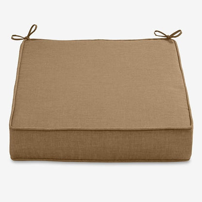 BrylaneHome Extra-Thick Seat Cushion - 23”L x 22”W x 5.5”H - Patio & Outdoor - Water, Stain & Fade Resistant - Khaki