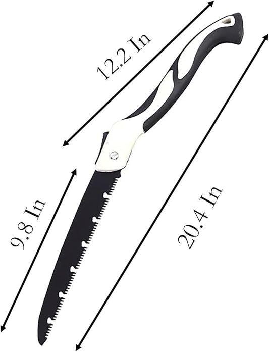Folding Saw with Rubber Handle, 20.4 Inch Manganese Steel SK-5 Blade Pruning Saw for Hunting, Gardening, Camping and Trimming (blade 27cm)