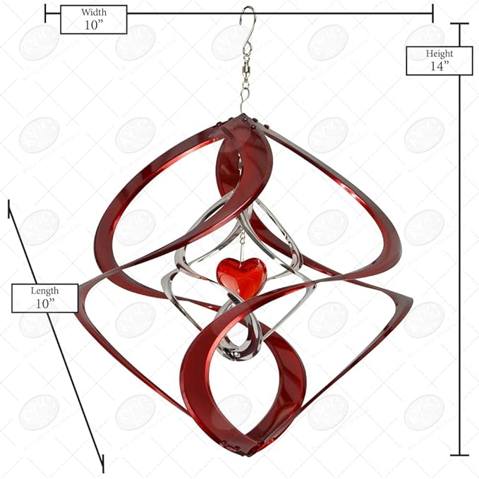 Red Carpet Studios The Original Helix Cosmix Wind Spinner, Double, Red Heart