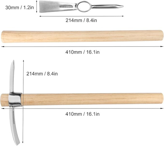 2 PCS 16 Inch Mattock Pick Axe, Stainless Steel Pick Mattock Hoe, Garden Pick, Pick Mattock for Weeding, Loosening Soil, Planting Vegetables, Digging Holes, Chopping Roots and Much More