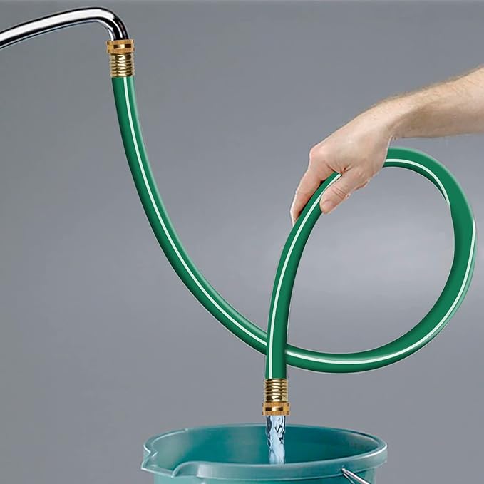 Worth Short Lead-in Green Garden Hose 3/4 in. x 12 ft. -Kink Free, No Leaking, Male/Female Fittings -Heavy Duty Durable Flexible Lightweight Water Pipe -Brass Aluminum Ends for Household & Commercial