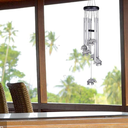 Outdoor Elephant Wind Chimes Indoor Decor - Pure Hand-Made Mobile Romantic Windcatcher 28" Elephant Wind Chime for Home, Xmas, Gift for Mom, Balcony, Patio, Garden Decoration(5 Tubes, 6 Elephants)