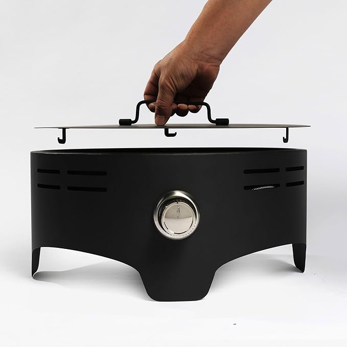 15" Portable Propane Tabletop Fire Pit, 40000 BTU Outdoor Gas Fire Bowl with Lid & Lava Rocks, Compact Steel Patio Heater for Camping, Balcony, Garden, Backyard, Easy Ignition & Adjustable Flame