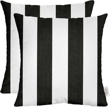 RSH DECOR: Sunbrella Square Throw Pillows Set of 2 | 17" x 17" | Water and Fade-Resistant Performance Fabric | Outdoor Pillow Covers with Down-Alternative Inserts | Cabana Classic