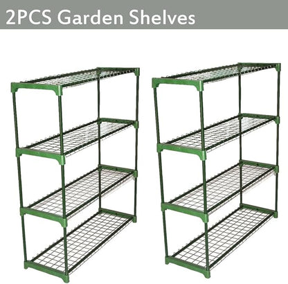 Panana 4 Tier Garden Greenhouse Steel Staging Shelving Plant Stand Garden Shelving Unit Garage Storage Racking, 2 Pack Plant Racks