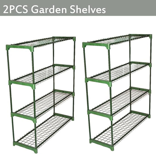 Panana 4 Tier Garden Greenhouse Steel Staging Shelving Plant Stand Garden Shelving Unit Garage Storage Racking, 2 Pack Plant Racks