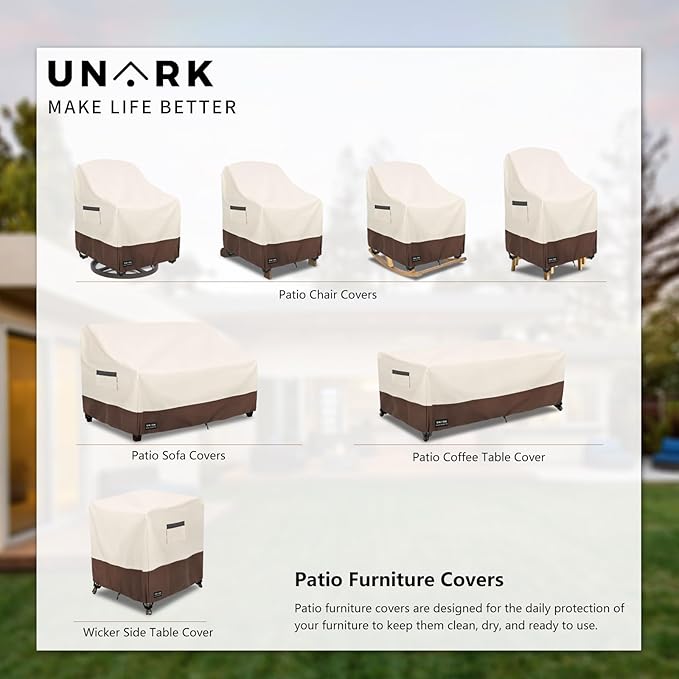 Patio 3-Seater Sofa Cover, 3 Seater Outdoor Couch Cover Waterproof Couch Covers Fits up to 85W x 37D x 35H Inches, Waterproof Heavy Duty Patio Furniture Covers, Beige and Brown