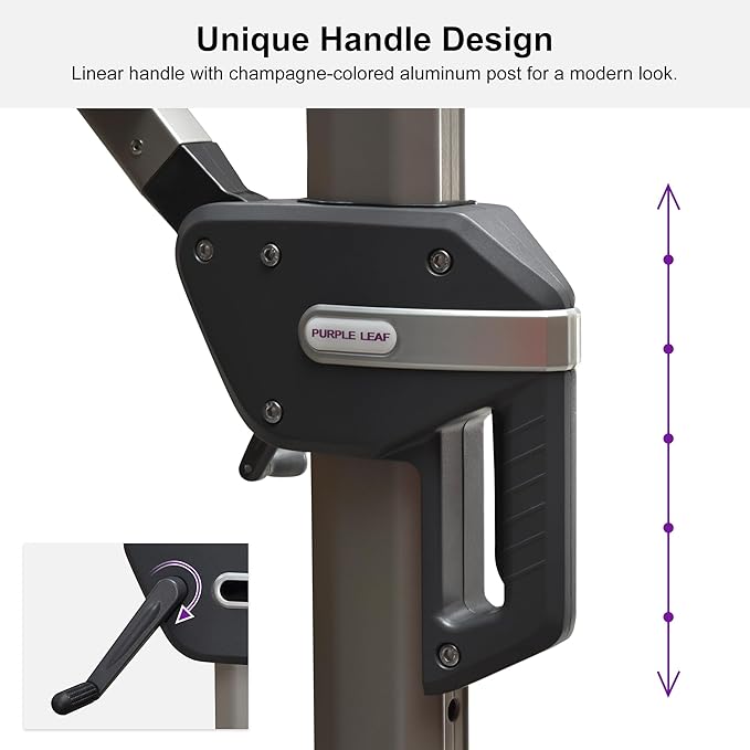 PURPLE LEAF Patio Umbrella with Base Included, 10‘×13’ Outdoor Aluminum Cantilever Umbrella with 360° Rotation, Aluminum Large Offset Umbrella for Outdoor Garden Pool, Light Grey