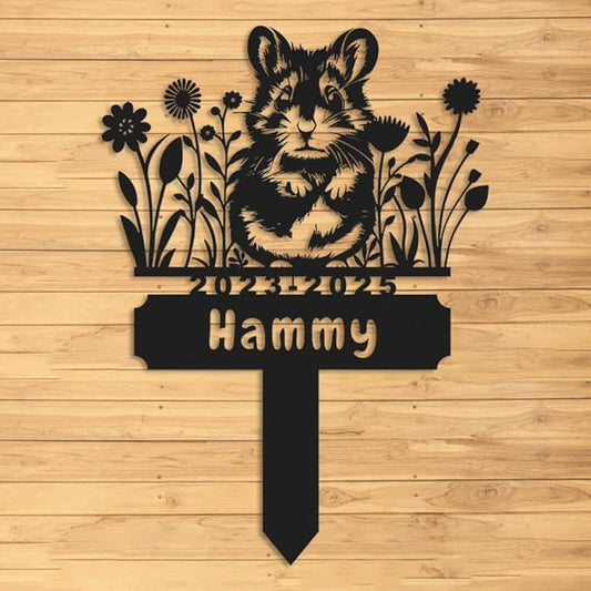 Personalized Hamster Memorial Stake,Pet Plaque Hamster Lover,Metal Hamster Grave Marker,Remembrance Stake,Outdoor Garden Yard Sign hamster 8inch