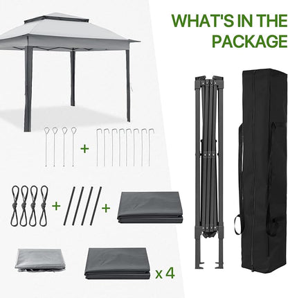COOS BAY 11x11 Pop-up Instant Gazebo Tent with 4 Sidewalls Outdoor Canopy Shelter with Carry Bag, Stakes and Ropes, Gray